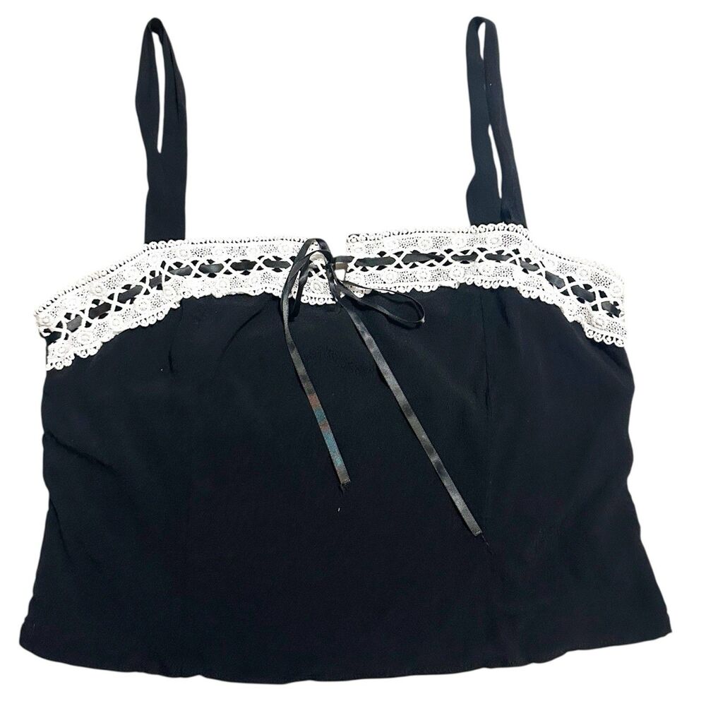 Sienna Sky Black and White Lace Trim Tank Top